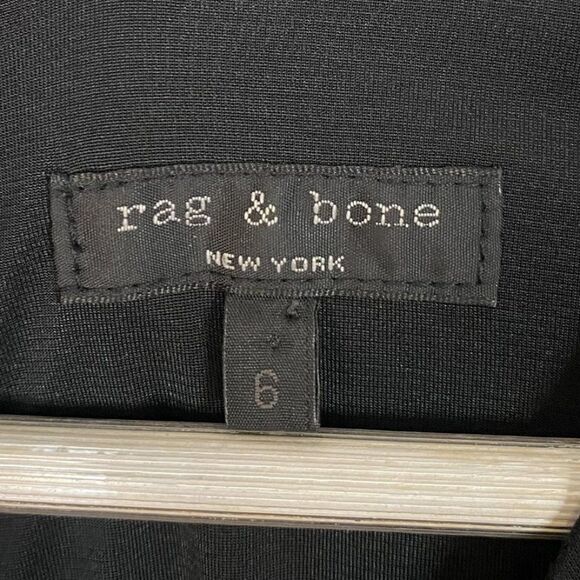 Rag & Bone Black Draped V-Neck Long Sleeve Sheath Dress - Picture 6 of 7